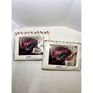 Vintage Color Visions White Twin Fitted Sheet New In Package Set Of 2 Deep
